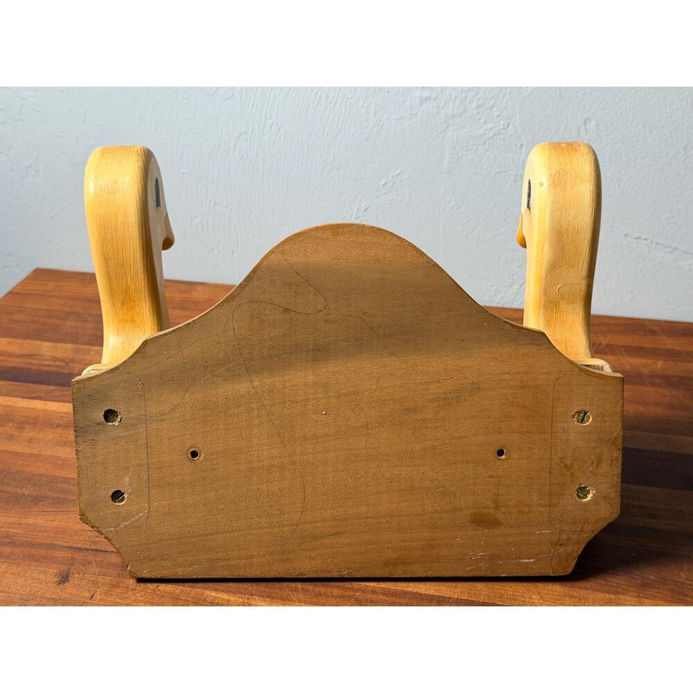 Vintage Wooden Goose Towel Wall Rack | Hand Painted Duck Geese Kitchen Decor - Picture 14 of 16
